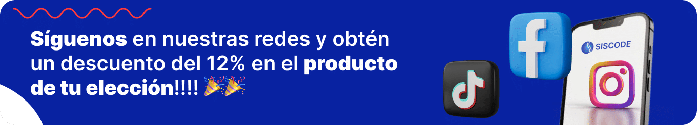 oferta de descuento por seguir en redes sociales a siscode