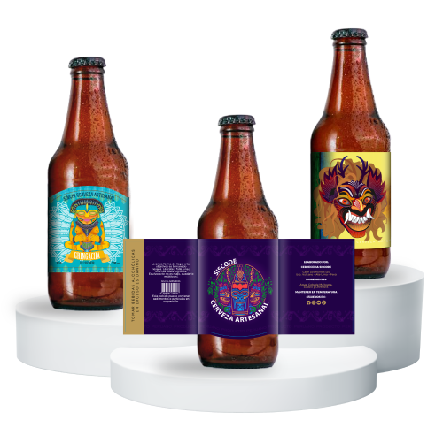 Imagen de botellas estilo mockup con etiquetas hechas en SISCODE