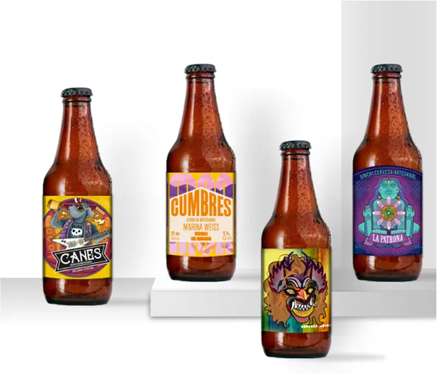 botellas con etiquetas adhesivas de SISCODE