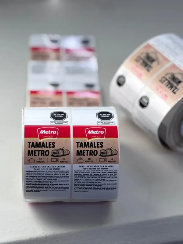 Etiqueta adhesiva para tamales METRO